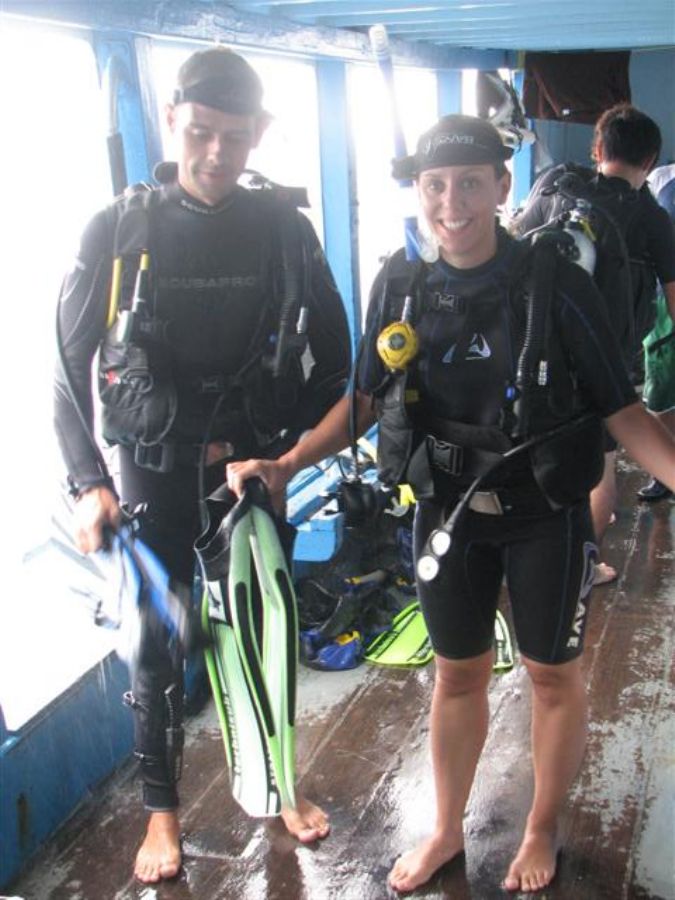 Neta and Greg her diving instructor